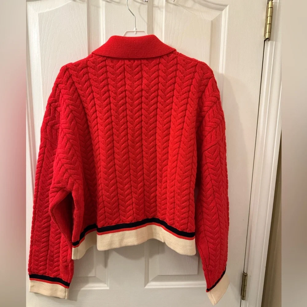 Sandro Idriss Cable-Knit Wool cardigan size 4 - Picture 8 of 11